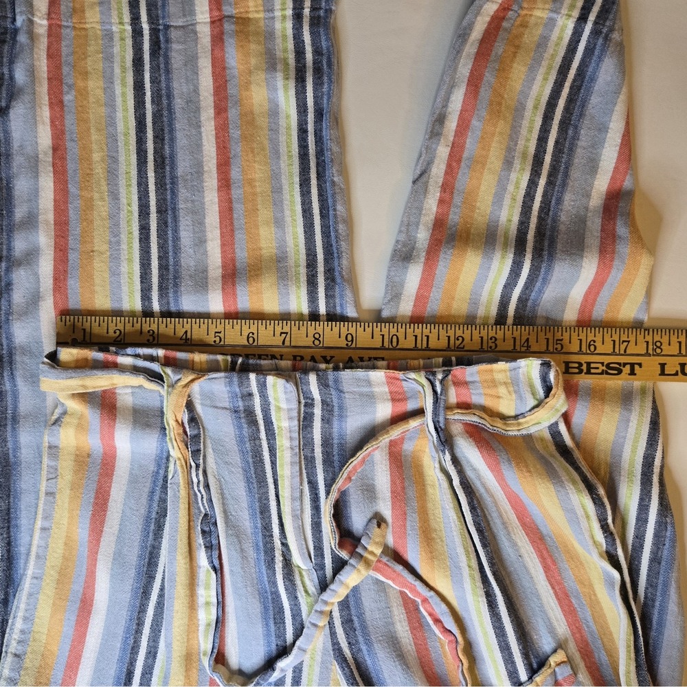 Laundry by Shelli Segal Pants Womens S Linen Wide Leg Striped Boho Chic Relaxed - Picture 9 of 15